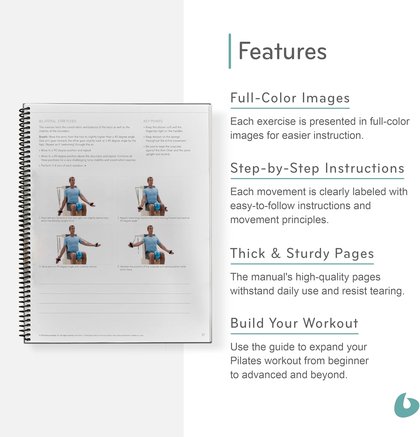 Balanced Body Arm Chair Guide, Pilates Arm Chair Guide for Workout Equipment, for Home Gym or Studio Use