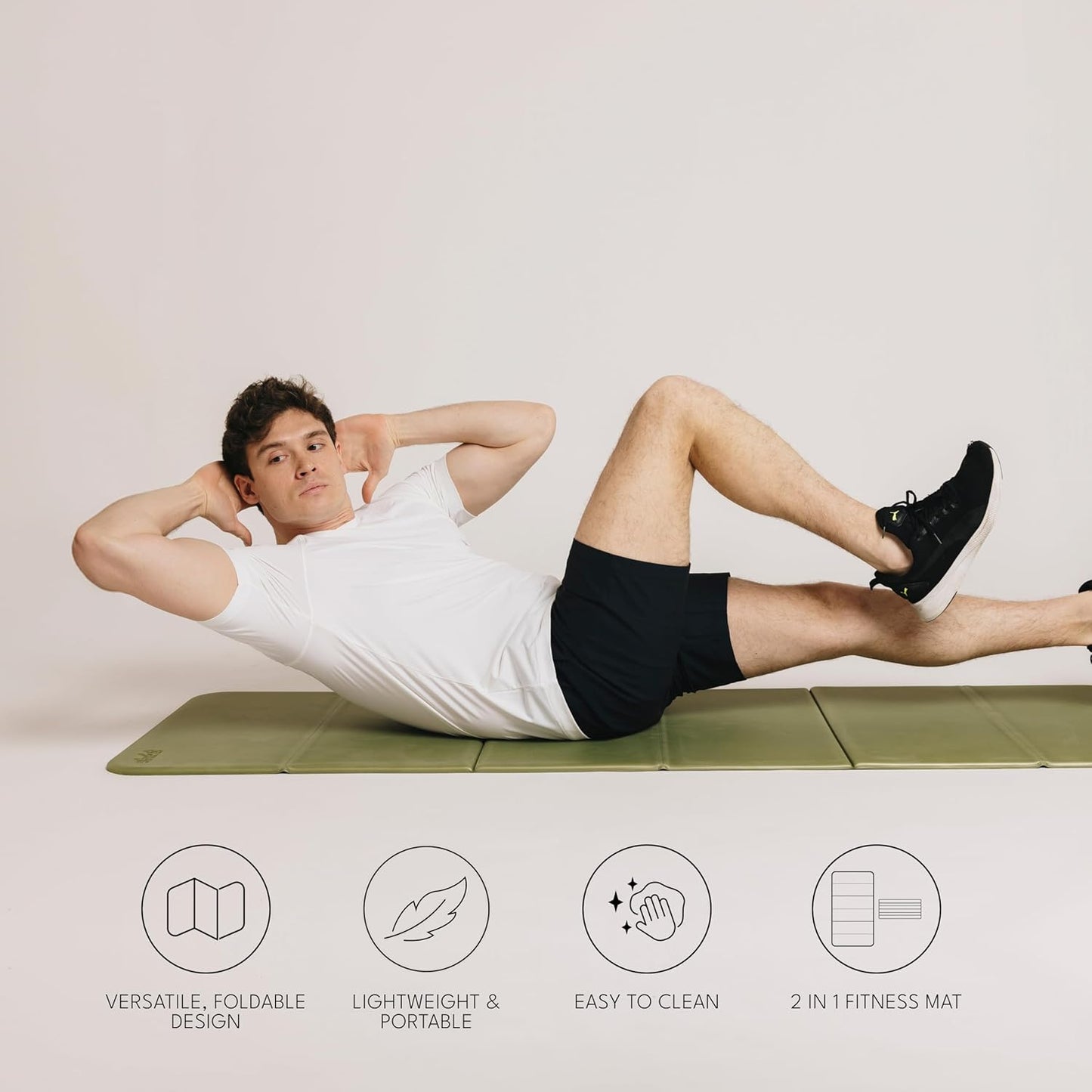 Foldable Multi-Purpose Fitness & Yoga/Pilates Mat, Workout Mat with Non-Slip Surface, Portable & Lightweight, For Studio or Home Use, As Seen on Shark Tank