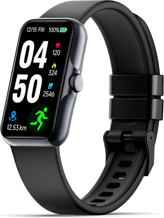 Fitness Tracker with 24/7 Continuous Heart Rate, Blood Oxygen Monitor, Smart Watch with Sleep Monitor, IP68 Waterproof Activity Tracker Step Counter for Women Men (Black)