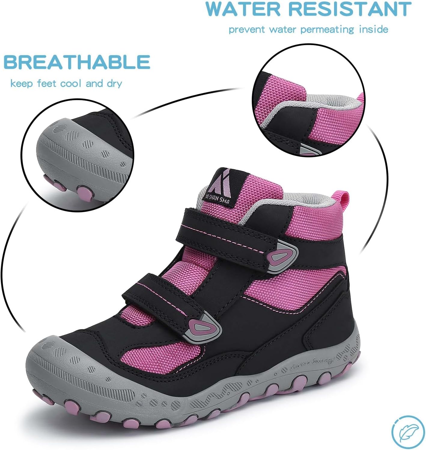 Mishansha Kids Water Resistant Hiking Boots, Boys Girls Anti Collision Anti-Skid Athletic Outdoor Adventure Trekking Shoes