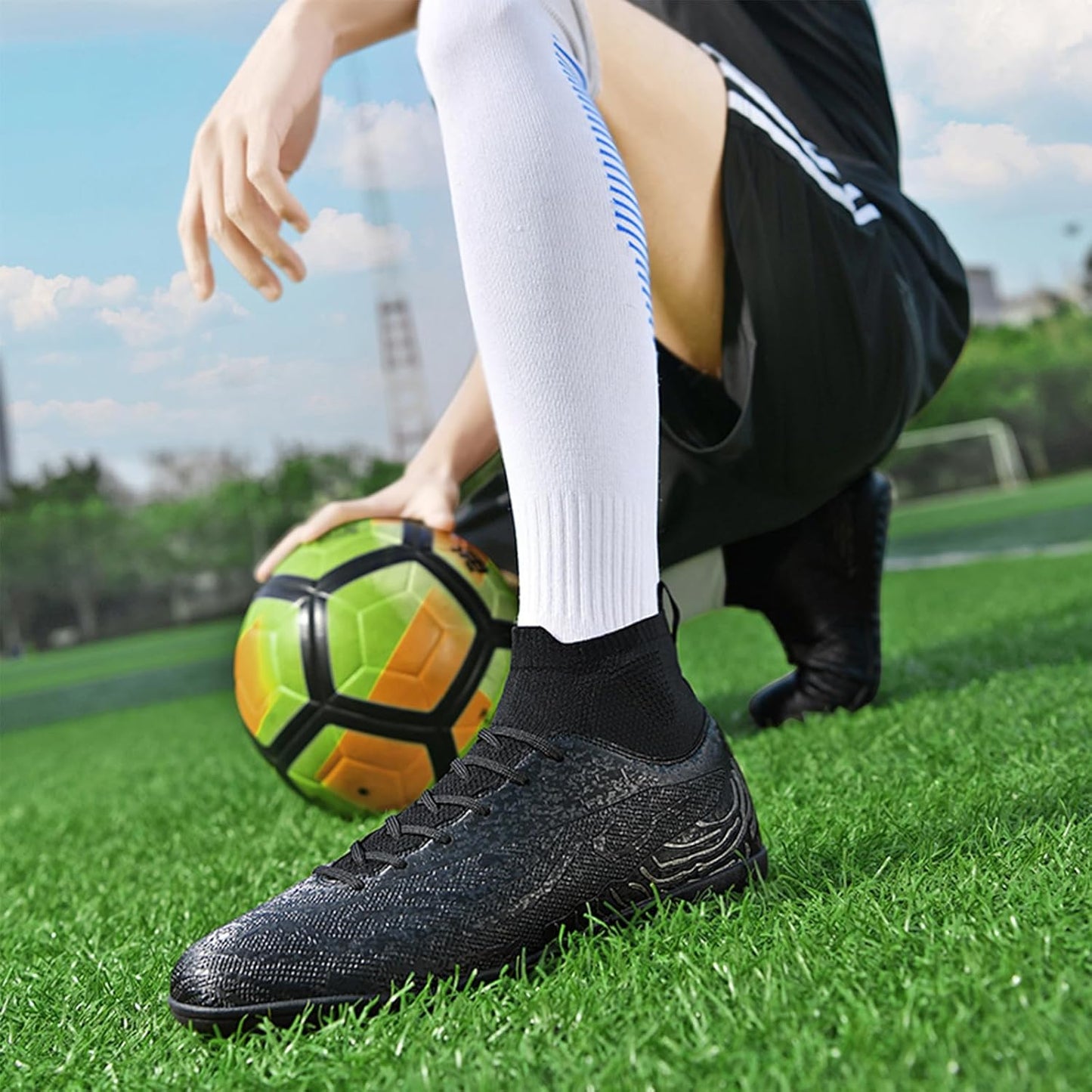 Mens Soccer Cleats Womens Indoor Soccer Shoes Wide Baseball Turf Shoes Adult Youth Rugby Shoes Big Boys Small Spikes AG TF Football Boots