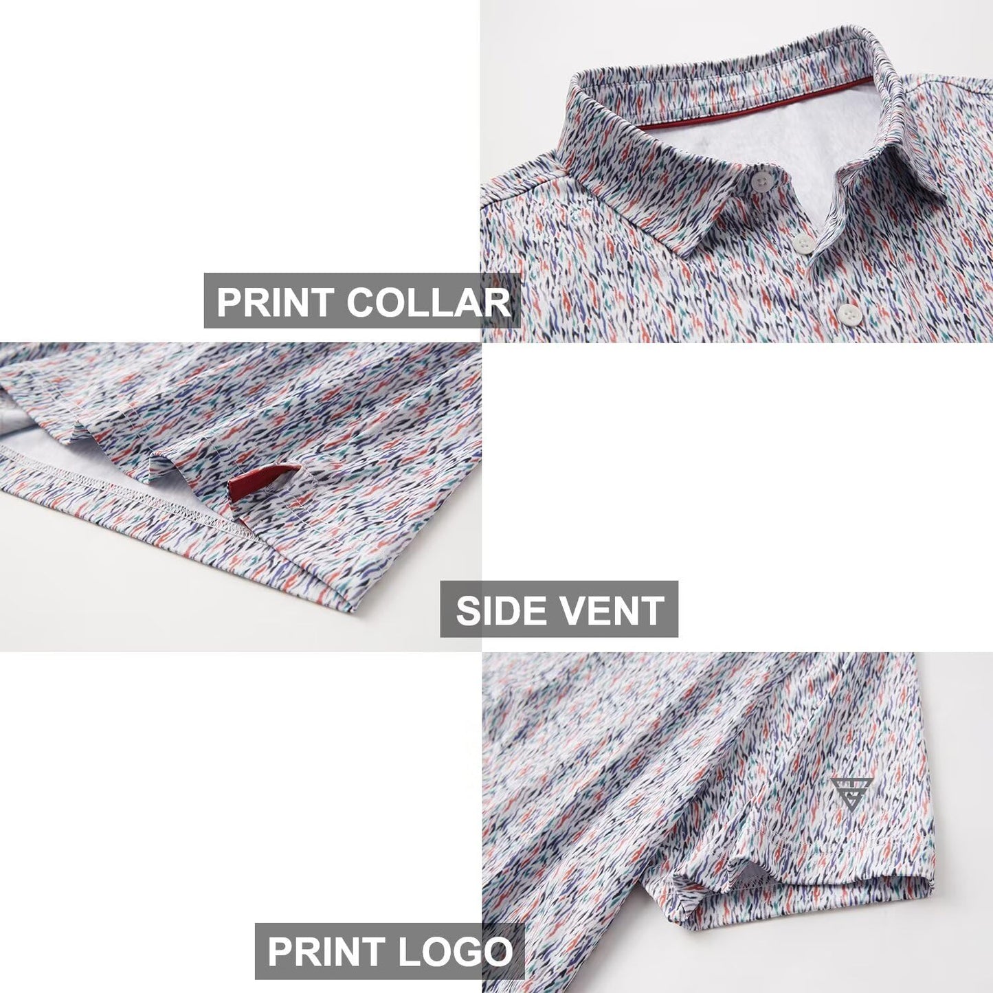 Men's Golf Polo Shirts Short Sleeve Striped Performance Moisture Wicking Dry Fit Golf Shirts for Men