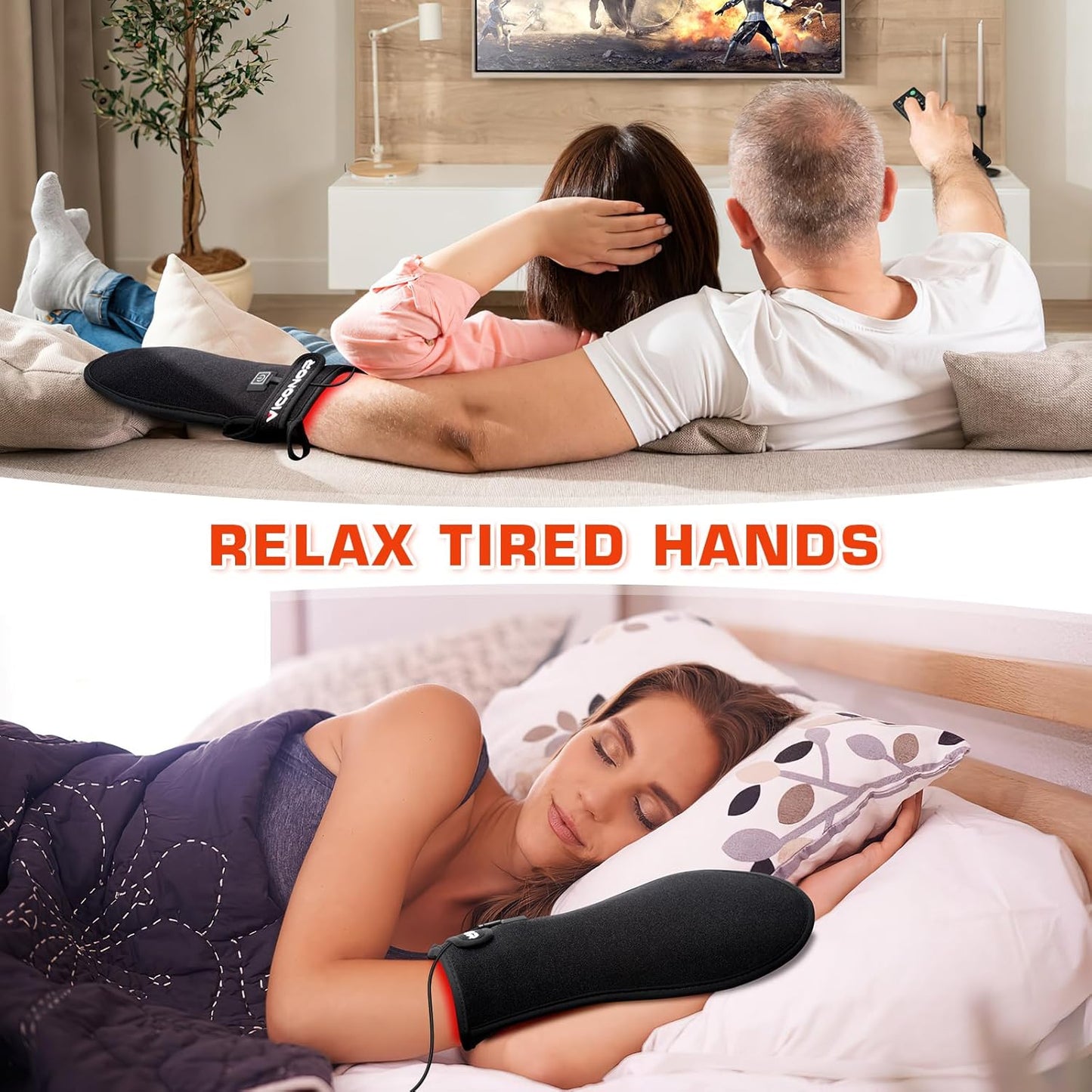 Red Light Therapy Device for Hands, Infrared-Light-Therapy-Gloves Finger Wrist, Led Near Infrared Light Skin Care, Carpal Tunnel(Pack of 2)