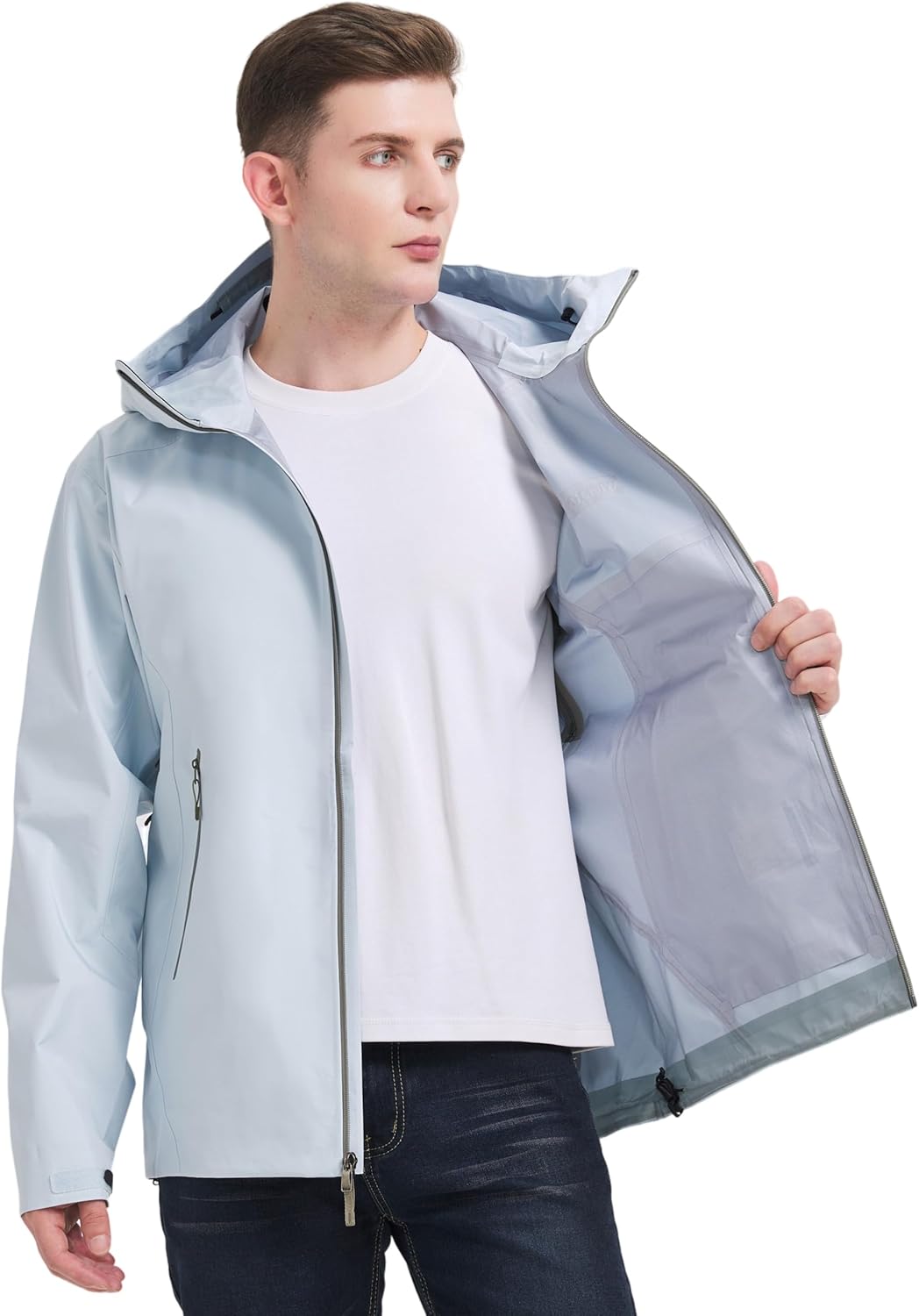 WICKHAM Men's High-performance Rain Jacket Outdoor Waterproof Windproof Coat fully Sealed Seams Shell for Expedition,Golf