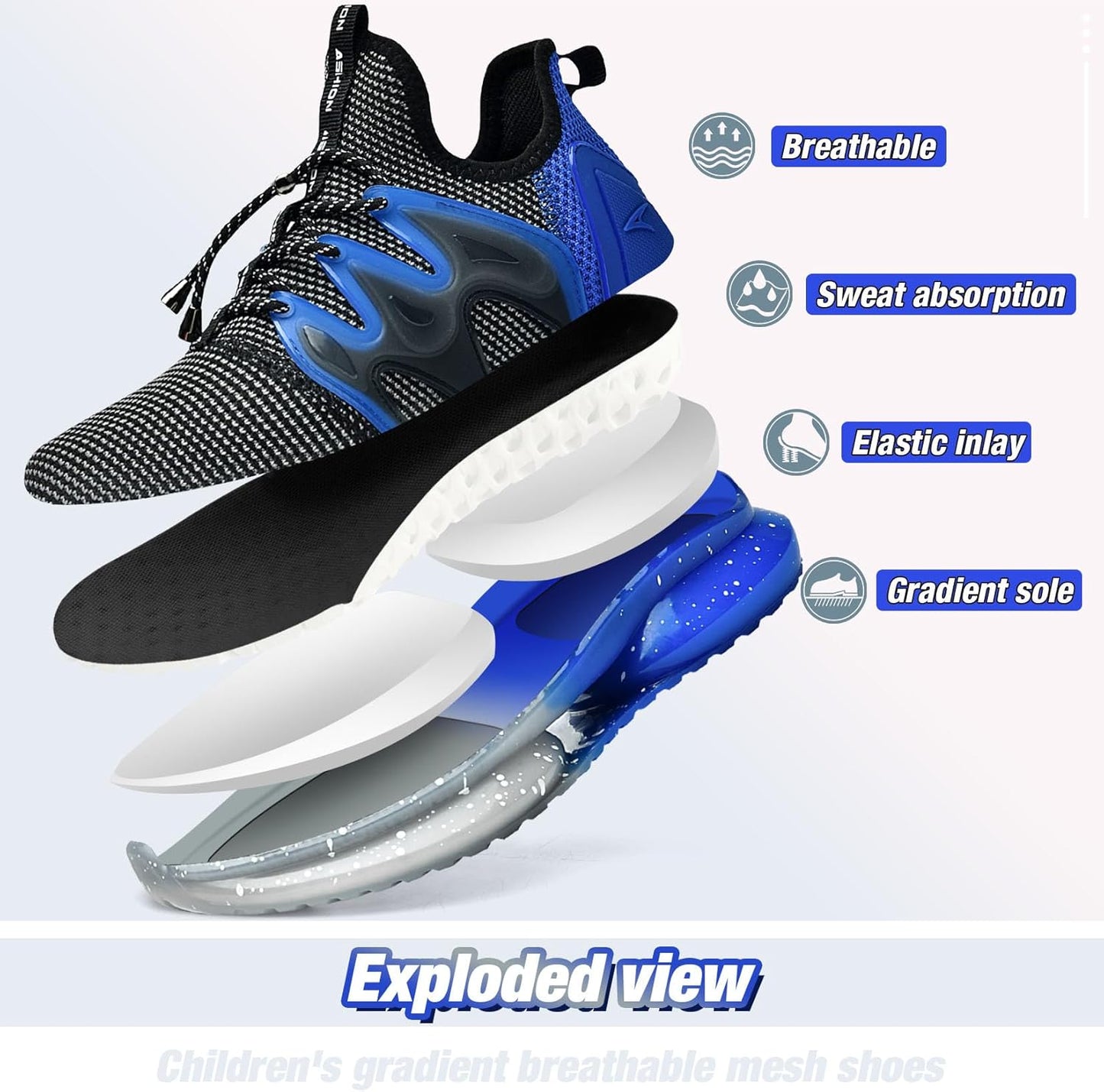 WETIKE Boy's Shoes Mesh Slip on Lightweight Running Sneakers