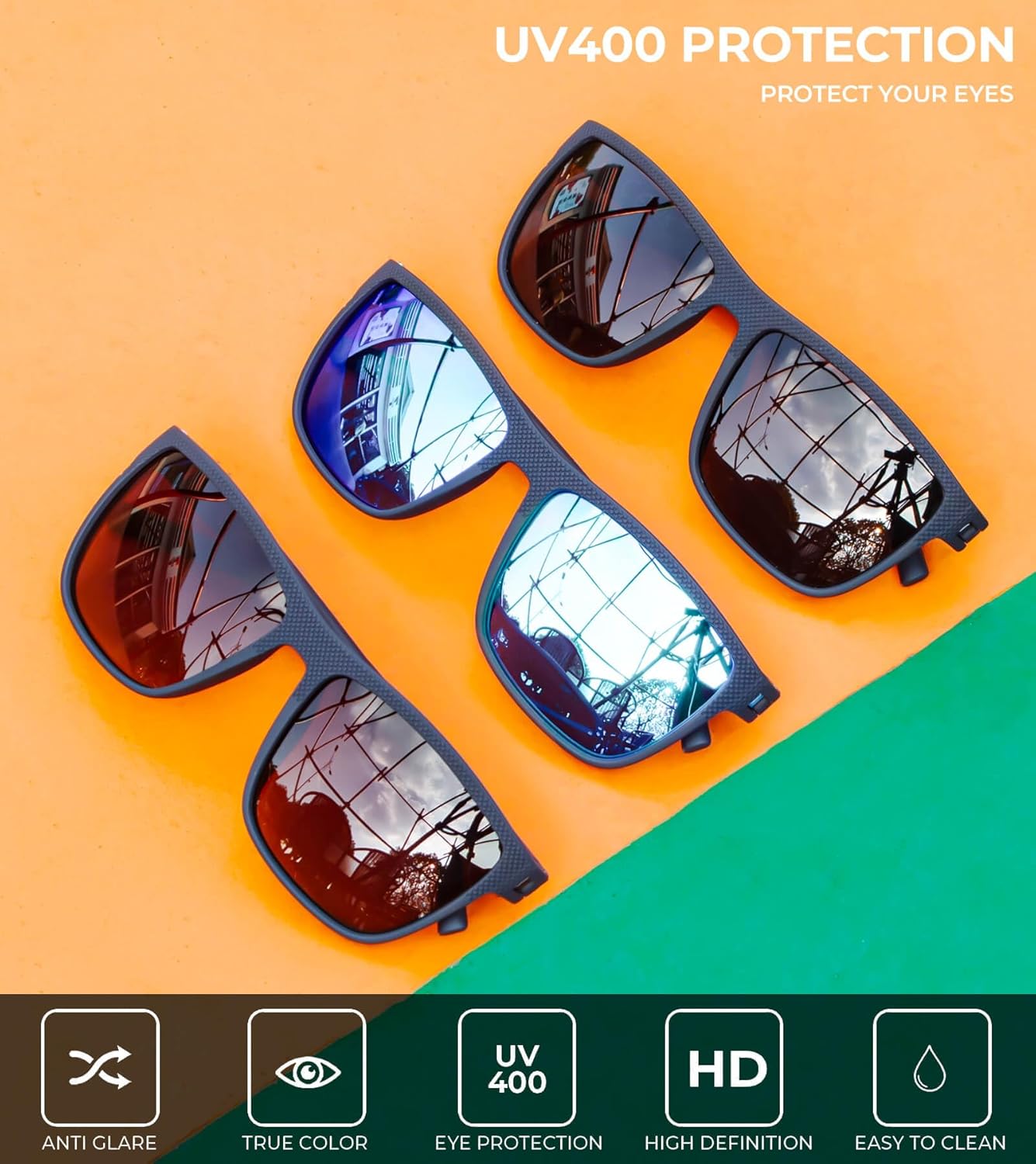 KALIYADI Polarized Sunglasses for Men, Lightweight Sun Glasses with UV Protection for Driving Fishing Golf