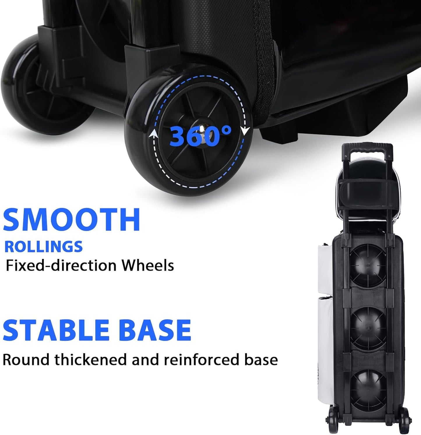 4 Ball Bowling Bags with Wheels,3 Ball Bowling Bag + 1 Ball Tote,Separate Shoe Compartment for Shoes (Up To US Men Size 16)