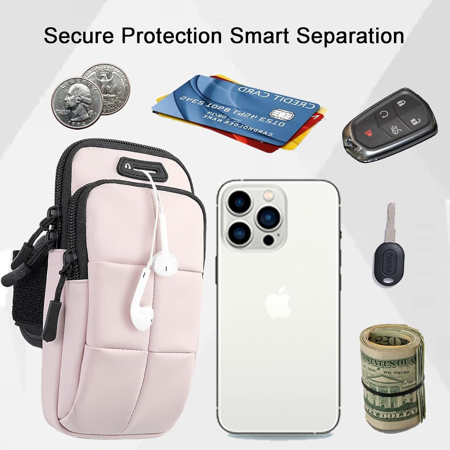 Phone Holder, Arm Bands for Workout, Use for Running, Walking, Hiking & Biking (Pink)