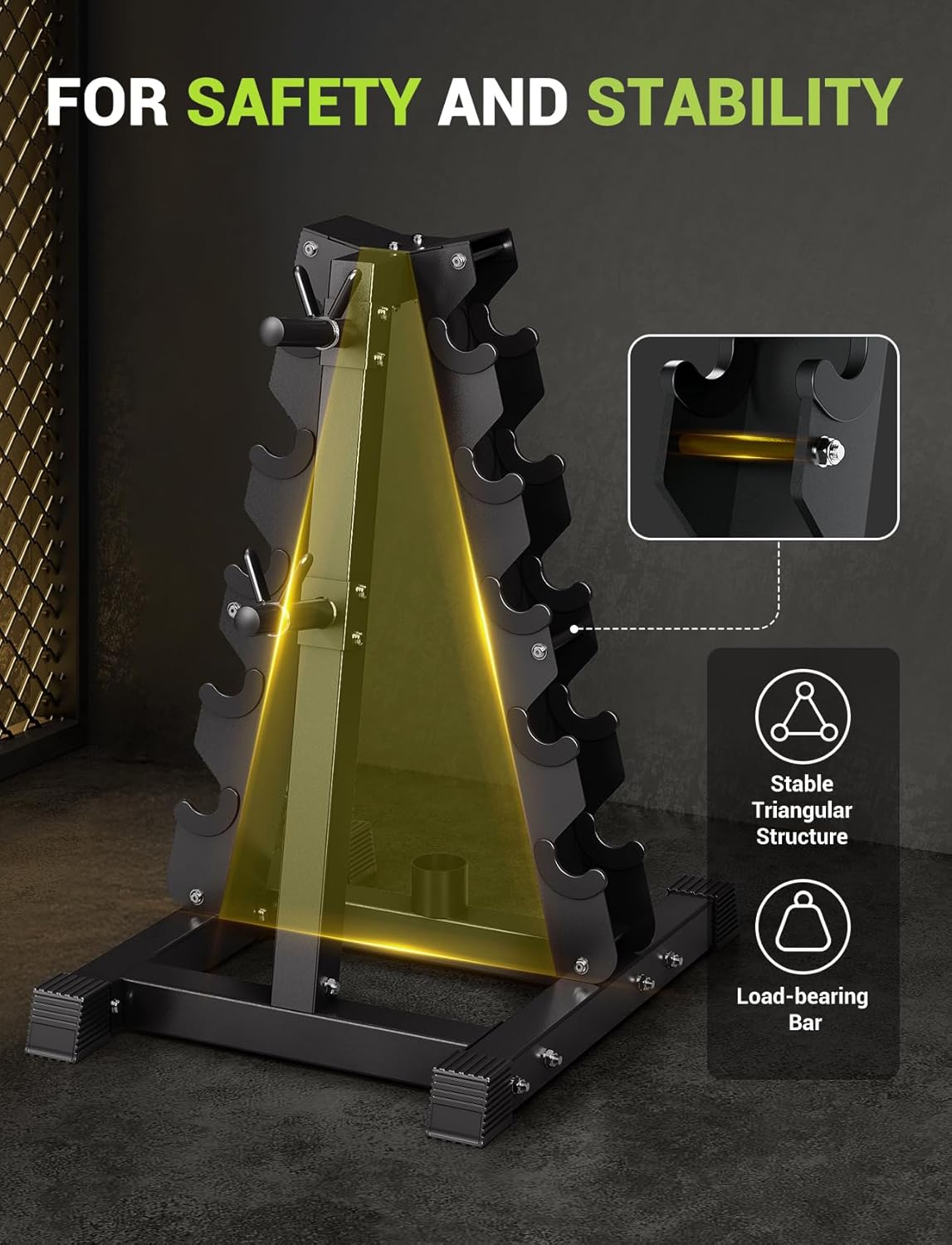 YOLEO Dumbbell Rack - 3 Tier & 5 Tier Compact Weight Rack for Dumbbell, Kettlebell, Barbell, Heavy Duty Weight Storage Organizer, Space-Saving Dumbbell Storage Stand Holder for Home Gym - 1100LBS Capacity (Rack Only)