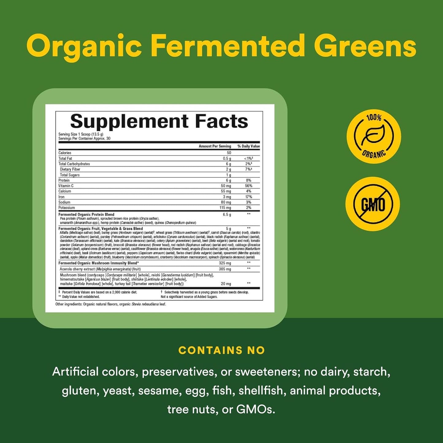 Whole Earth & Sea from Natural Factors, Organic Fermented Greens, Vegan Whole Food Supplement, Tropical, 14.3 Oz