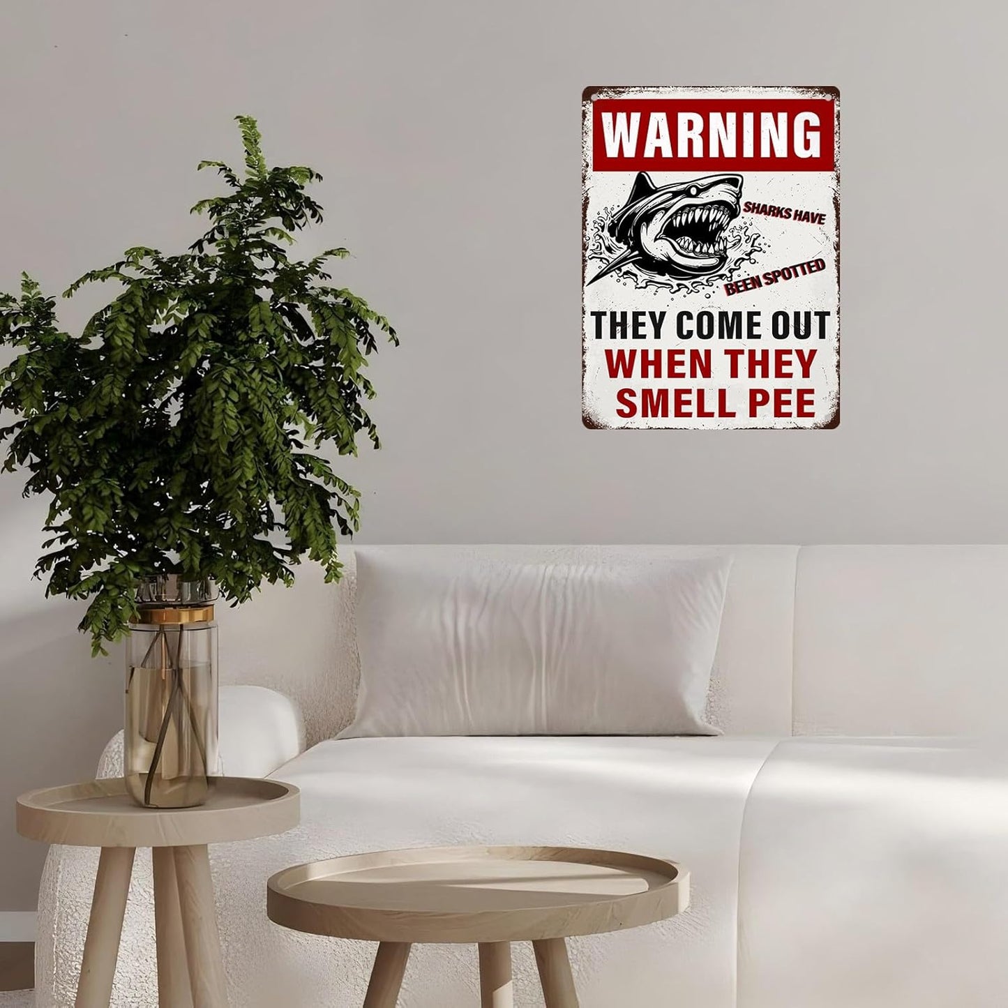 Funny Warning Sharks Have Been Spotted in This Pool They Come Out When They Smell Pee Tin Sign for Swimming Pool Beach Water Park Decor Outdoor 12 * 16inch