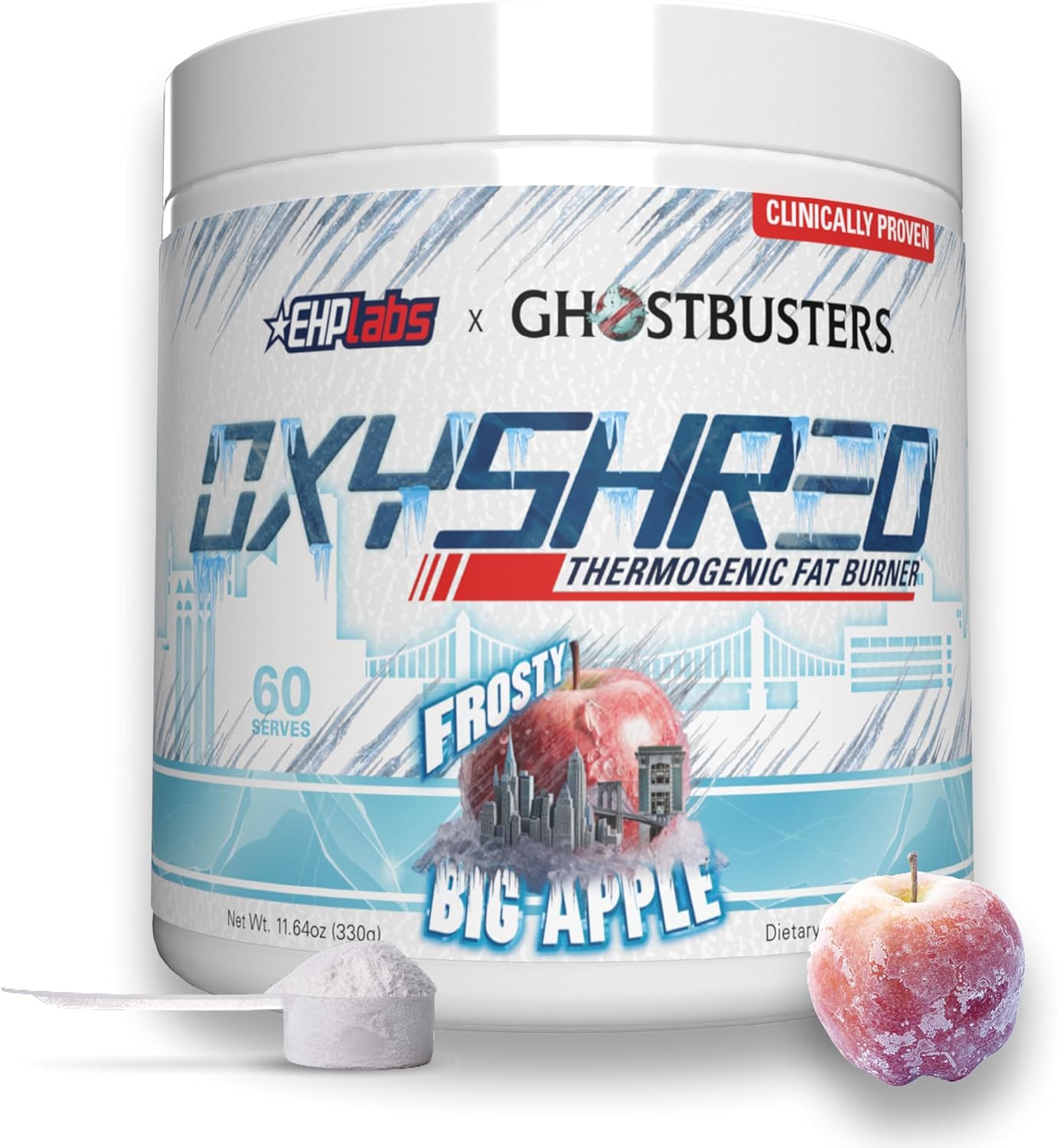 EHP Labs x Ghostbusters OxyShred Pre Workout Powder Supplement - Preworkout Powder with Acetyl L Carnitine, Energy Boost Drink - Frosty Big Apple, 60 Servings