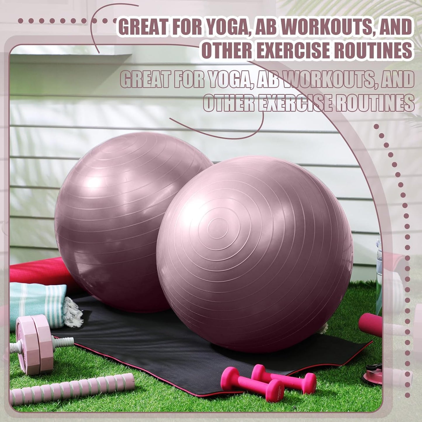 Leyndo 4 Pcs 26 Inch Yoga Exercise Ball Pilates Pregnancy Birthing Fitness Ball with Quick Pump Anti Burst for Improved Posture, Balance, Yoga, Pilates, Training