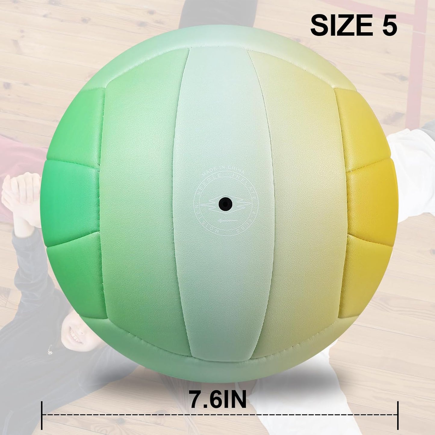 Size 5 Volleyball - Durable PU Leather, Indoor/Outdoor. Soft Control, Great Airtightness for Training/Games. Ideal for All Ages