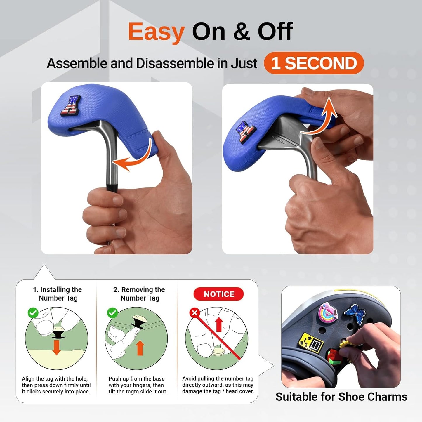 10pcs EVA Golf Club Covers – 7 Iron & 3 Wedge Covers with Numbers – Washable, Wear-Resistant Protection – Easy On & Off for Golf Irons & Wedges