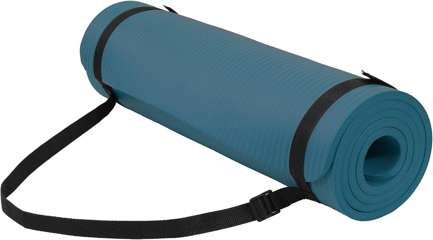 Yoga Mat, 1/2-Inch Extra Thick High Density Exercise Mat, Anti-Tear Exercise Yoga Mat with Carrying Strap, Suitable for Various Yoga Exercises