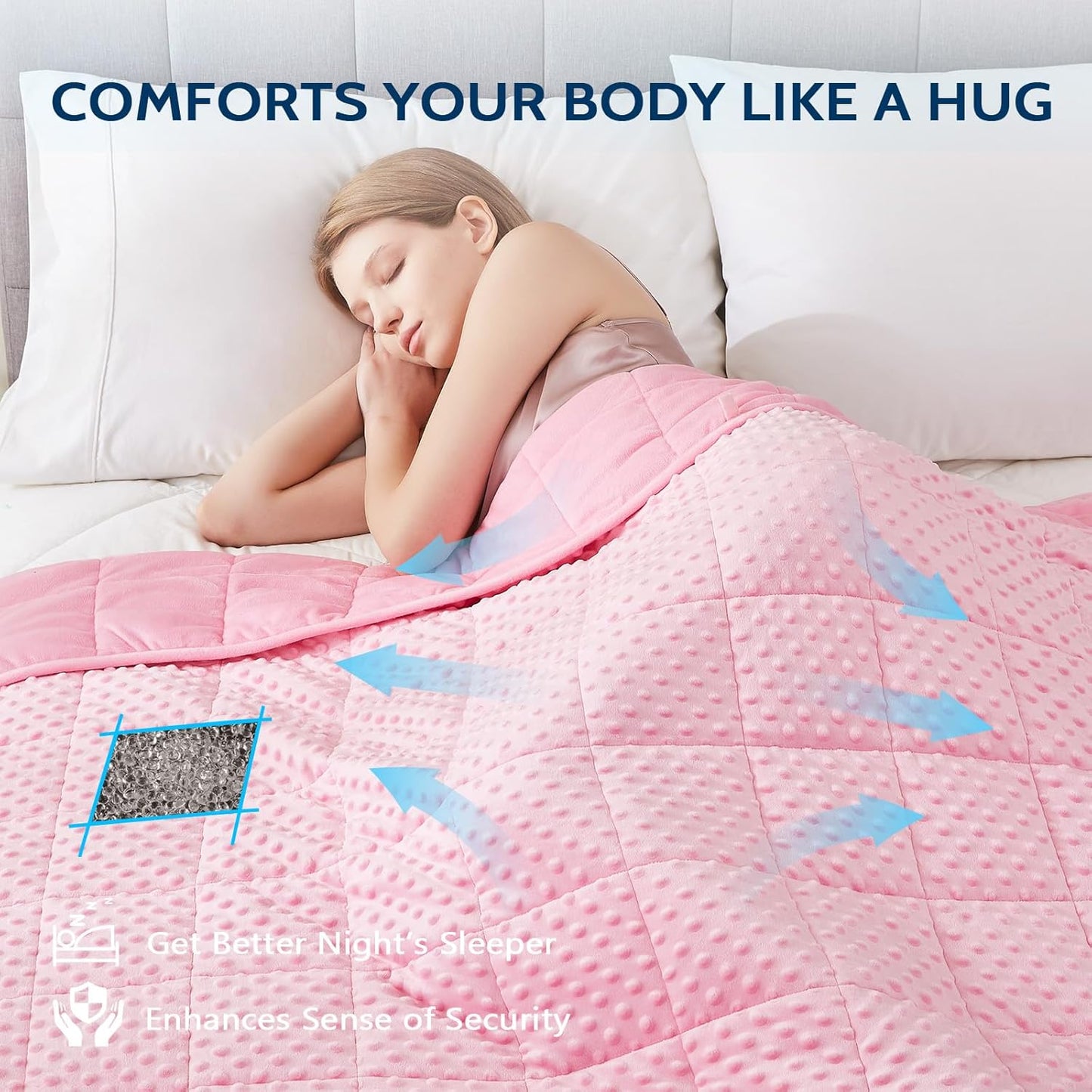 L'AGRATY Weighted Blanket for Adult - 60"x80" 20lbs Minky Dots Heavy Blanket with Glass Beads: Soft Breathable for All-Season Summer Fall Winter Thick Comfort for Sleeping