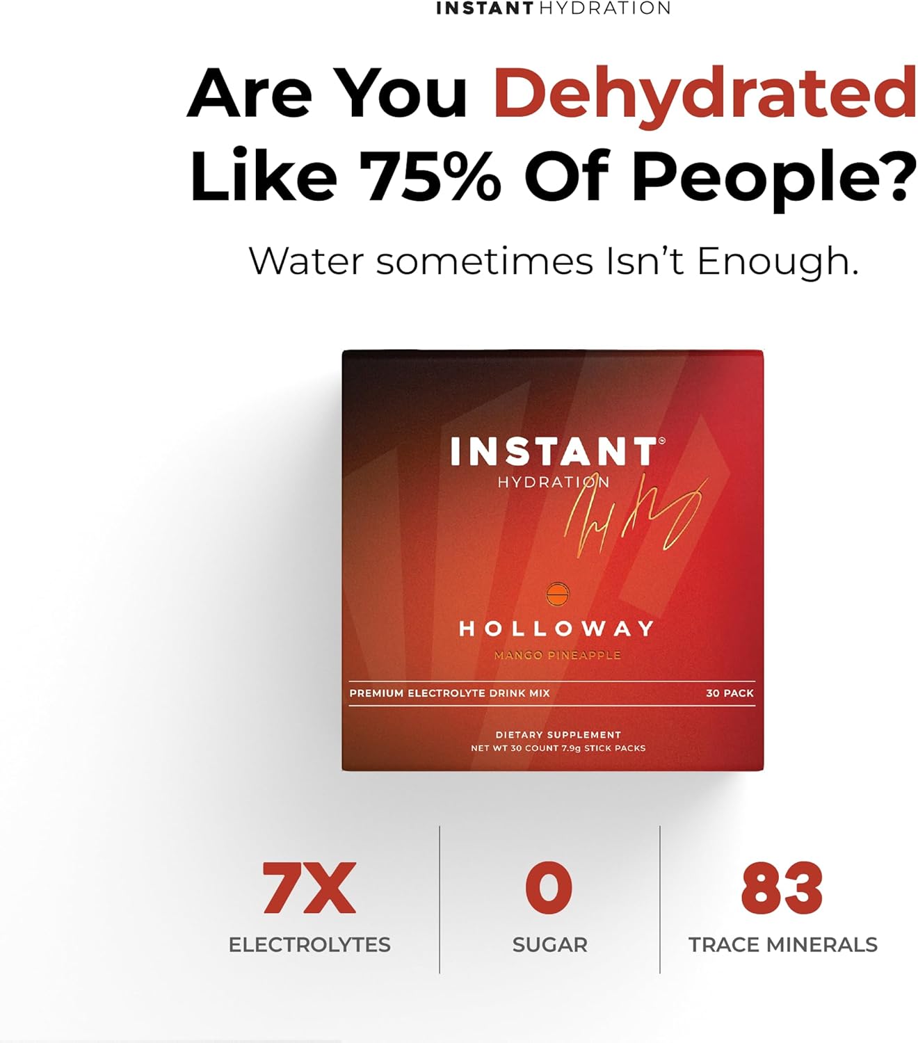 Instant Hydration Electrolytes Powder Packets - Mango Pineapple Drink Mix - Zero Sugar - Keto, Vegan, Gluten-Free, Non-GMO - Boost Recovery, Brain Health, Muscle & Tissue Support- 30 Sticks