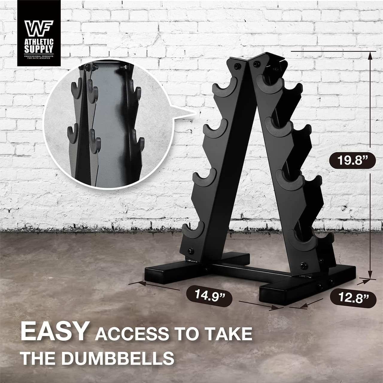 WF Athletic Supply Rubber Encased Hex Dumbbells with Rubber Grip Contoured Handle for Muscle Toning, Strength Building & Full Body Workout