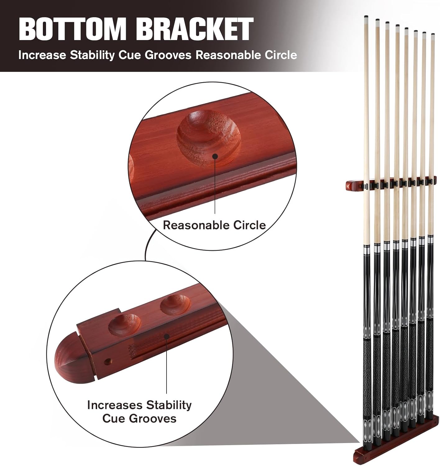 Pool Stick Holder - Wall Mounted with 6/8 Stick Capacity