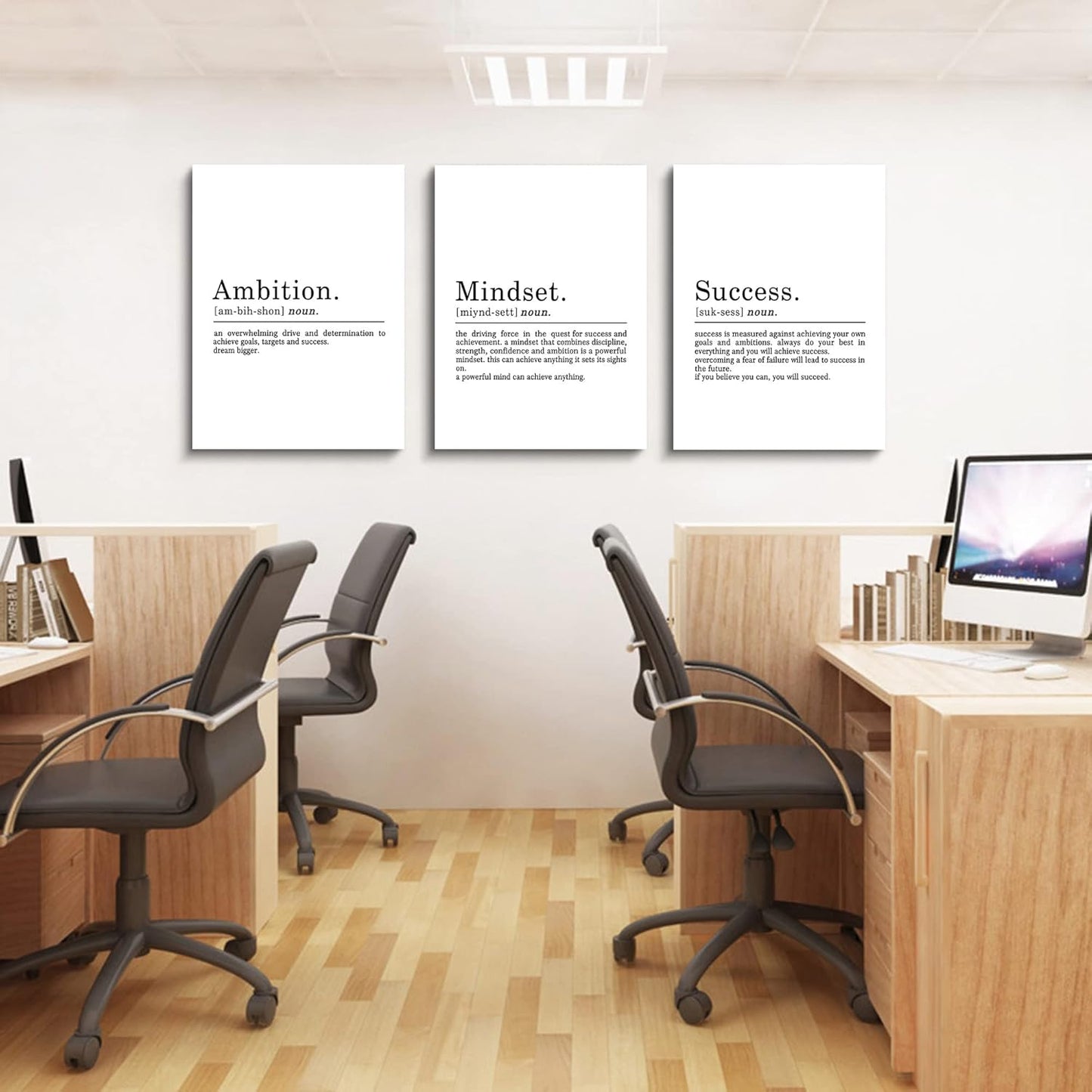 EPHANY ART - Inspirational Canvas Prints - Mindset Quotes, Motivational Wall Art Success Framed Entrepreneur Poster - Positive Quotes Wall Poster for Home Office Workplace (L-3pcs, 24x36inchx3pcs)