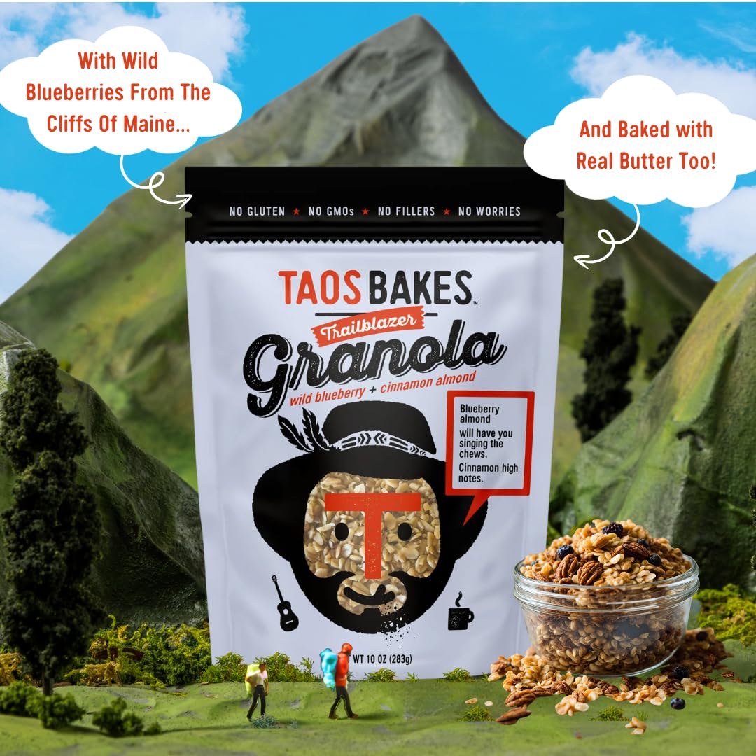 Taos Bakes - Wild Blueberry & Cinnamon Granola - Crunchy Granola Breakfast Snack - Gluten Free, No GMOS, No Fillers - 10 oz (Pack of 6)