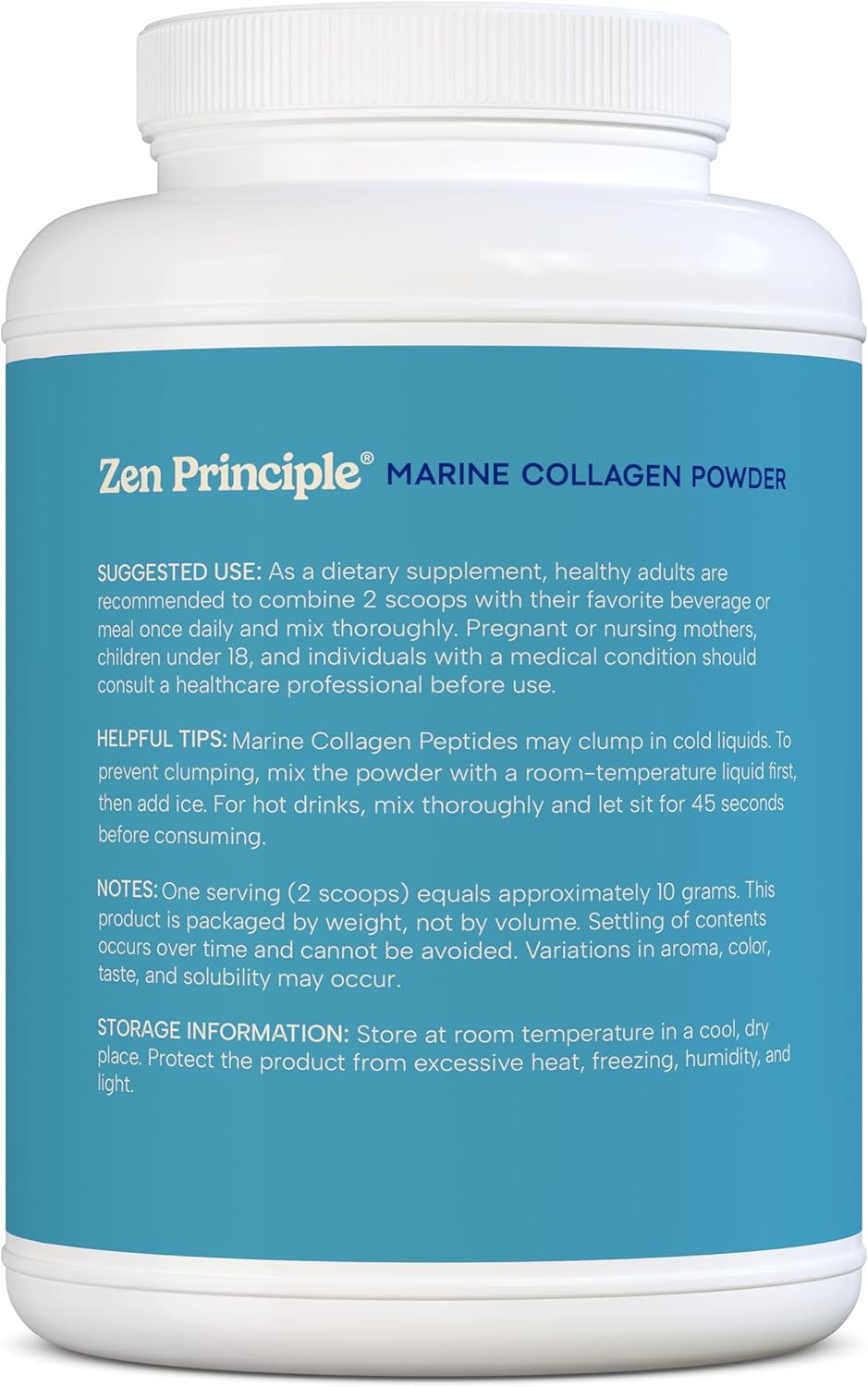 Zen Principle Marine Collagen Peptides Powder 3 lb. Wild-Caught Fish, Non-GMO. Supports Healthy Skin, Hair, Joints, and Bones. Hydrolyzed Type 1 & 3 Protein. Amino Acids, Unflavored, Easy to Mix.