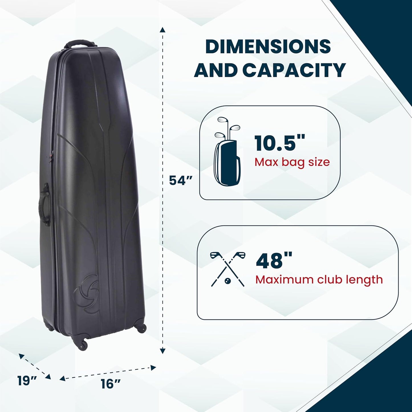 Samsonite Golf 6850 Hard Case Golf Travel Bag, Lightweight & Durable ABS Shell, Multi-Directional Wheels