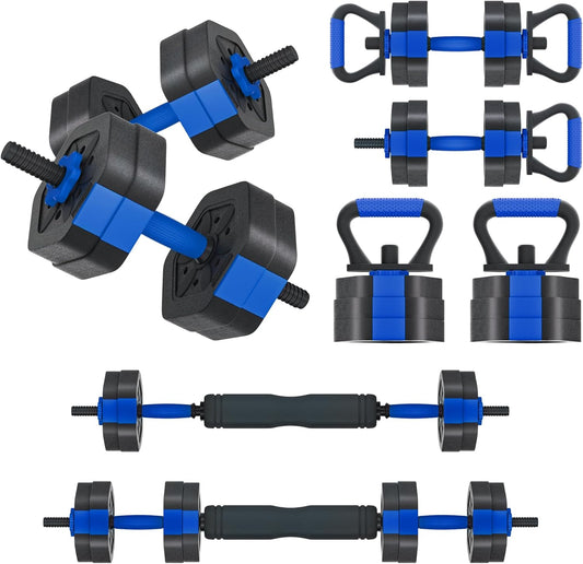 VIVITORY Dumbbell Sets Adjustable Weights, Free Weights with Connector, Non-Rolling Adjustable Dumbbell Set, Barbell for Home Gym, Hexagon, Cement Mixture