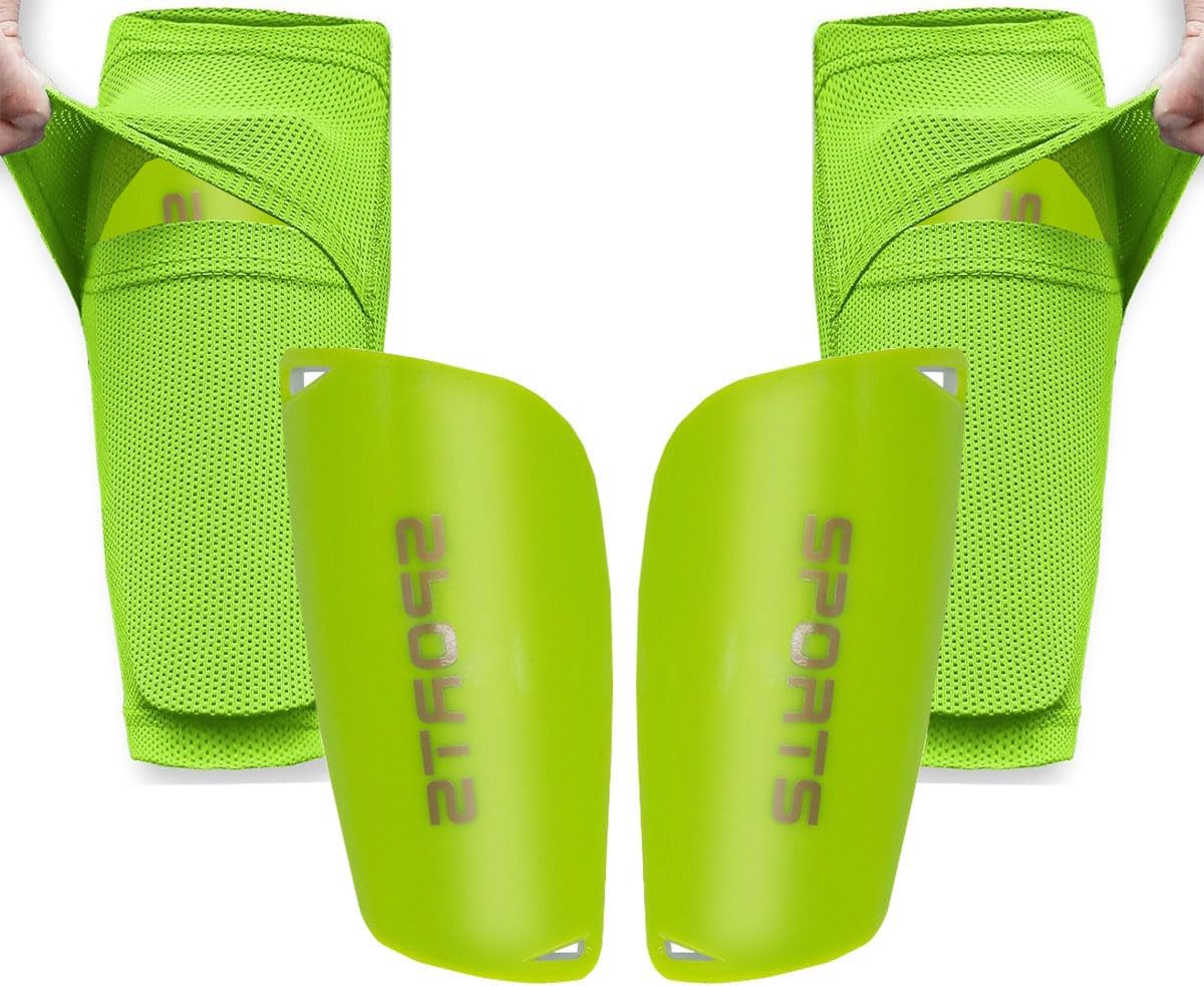 Soccer Shin Guards for Kid Youth Teen Adult - Shin Guards Sleeves with Inserted Pocket Cushion Protection Reduce Shocks and Injuries for TeamSports