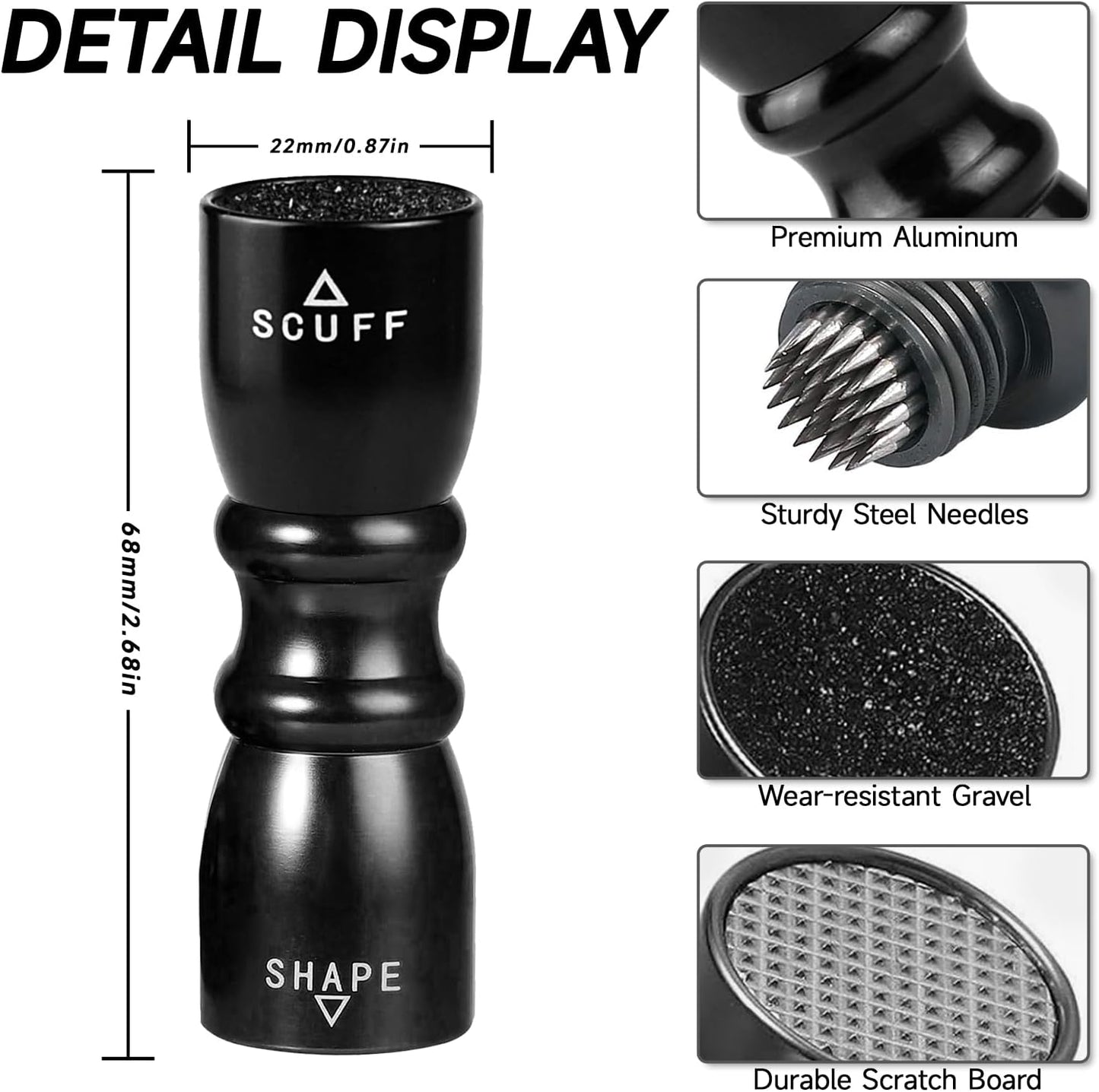 Vastarsky 3-in-1 Cue Tip Tool, Professional Pool Cue Tip Shaper, Billiard Pool Cue Accessories Tool, Scuffer, Shaper, Aerator