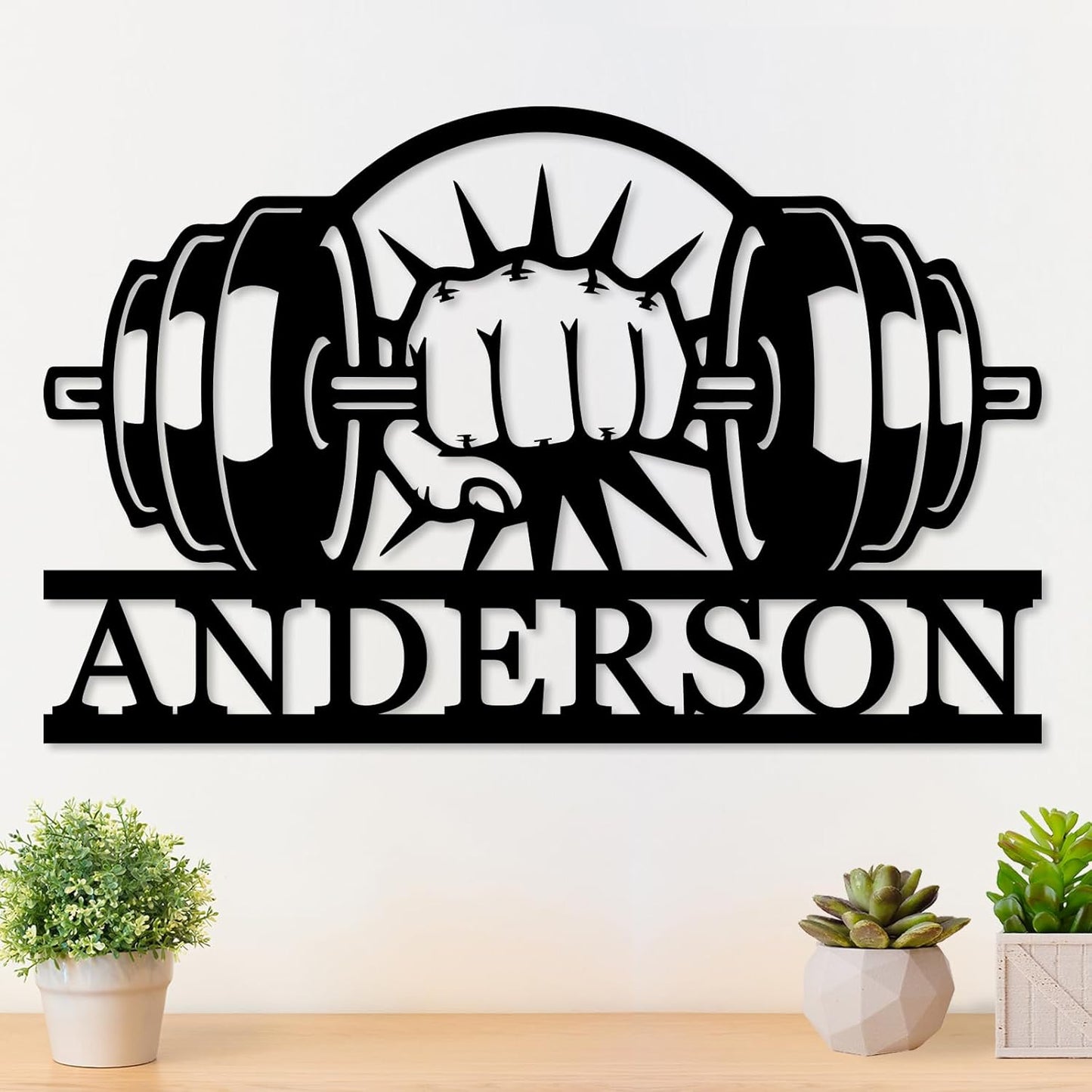 Personalized Last Name Sign for Home, Home Gym Sign, Fitness Name Signs, Custom Gym Metal Signs, Gift for Dad, Birthday Gift