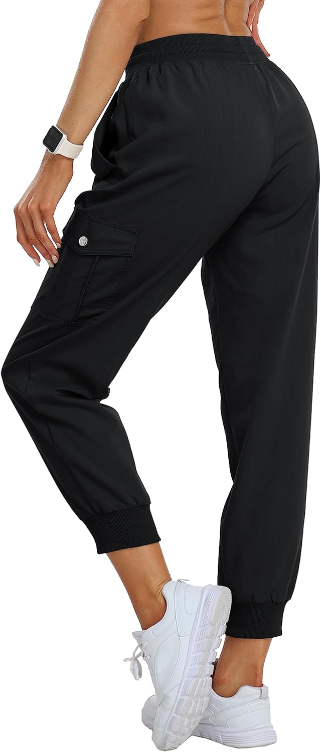 MoFiz Women's Outdoor Cargo Pants Lightweight Joggers Elastic Waist Athletic Hiking Sweatpants Casual Travel Pant with Pocket