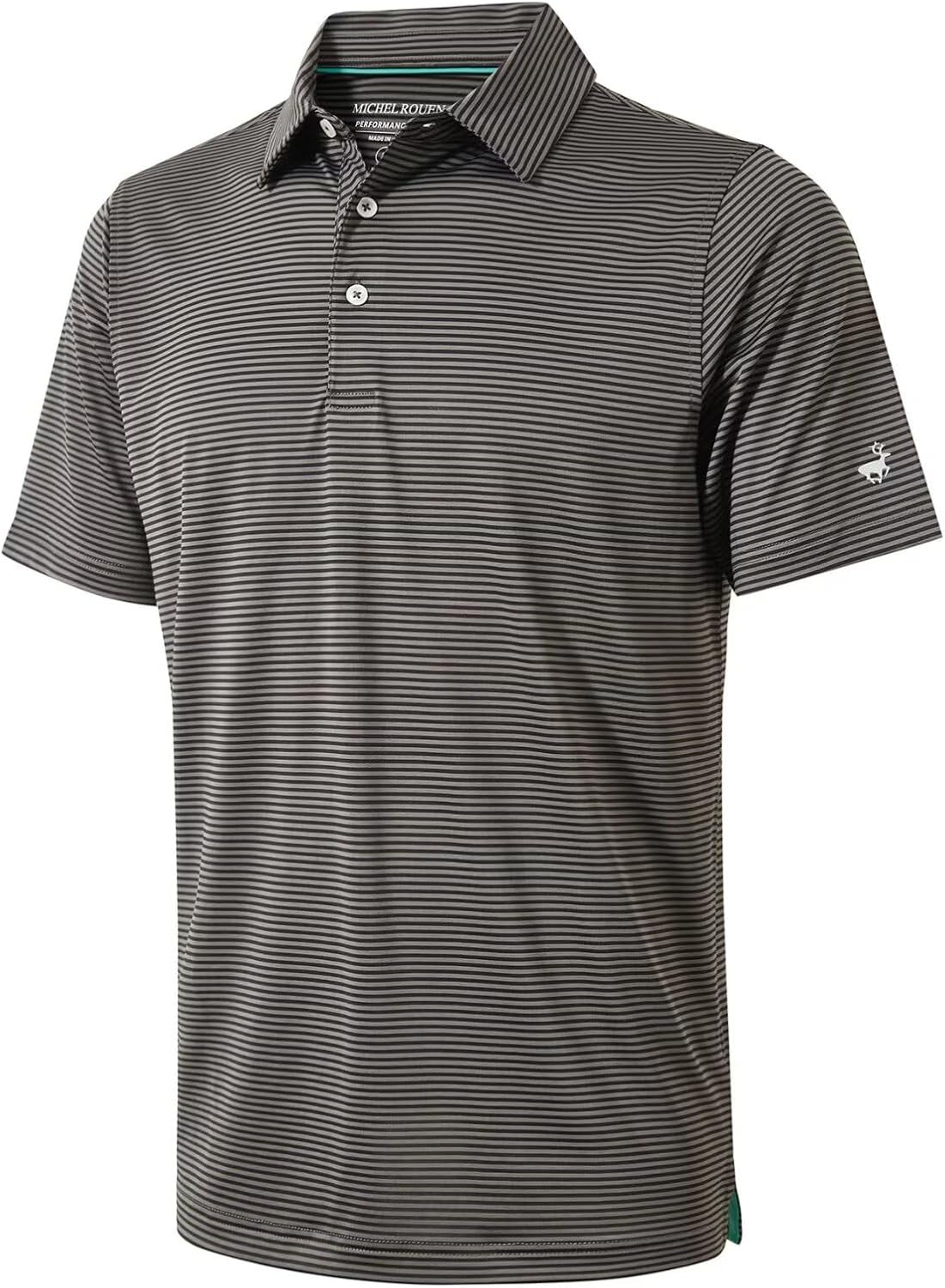 Mens Golf Shirt Moisture Wicking Dry Fit Performance Sport Short Sleeve Striped Golf Polo Shirts for Men