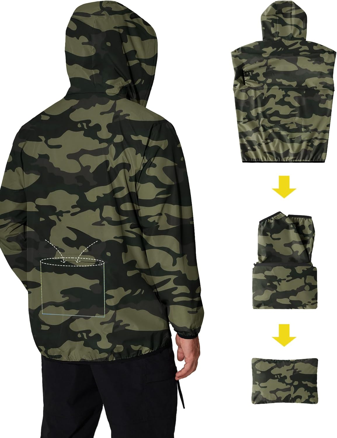 COOFANDY Men's Packable Rain Jacket Lightweight Waterproof Raincoat with Hood Travel Hiking Golf Windbreaker