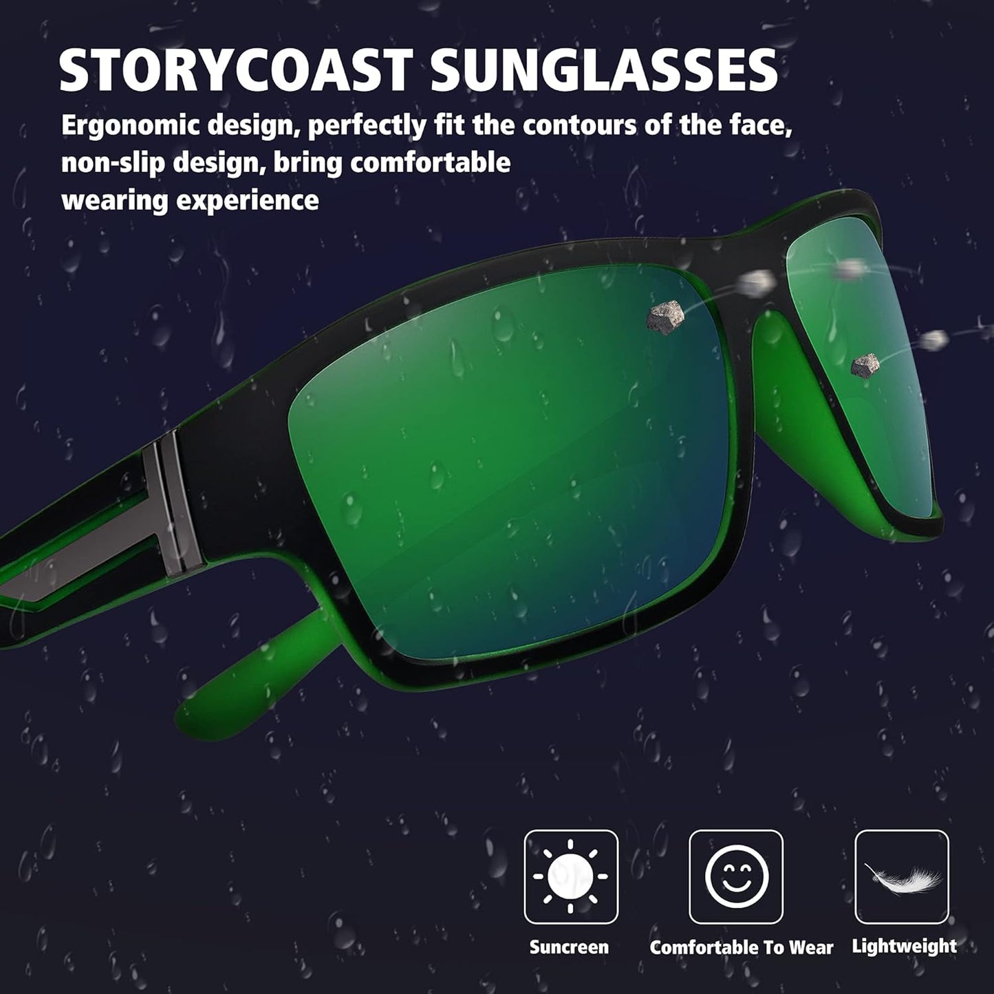STORYCOAST Polarized Sports Sunglasses for Men Women Unbreakable Frame Cycling Fishing Driving