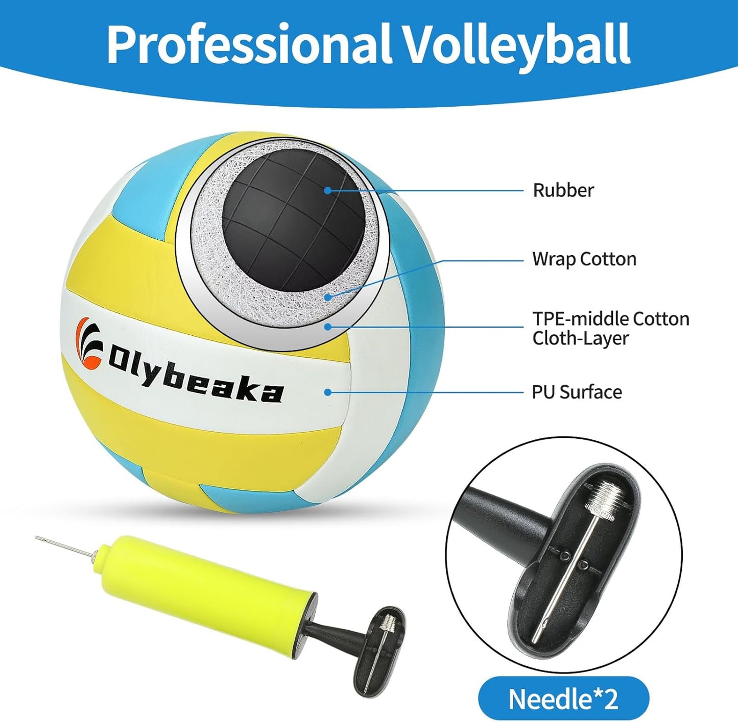 Portable Outdoor Volleyball Net Set for Backyard Beach with Adjustable Poles, Soft PU Volleyball & Pump, Carry Bag and Durable Anti-Sagging Net