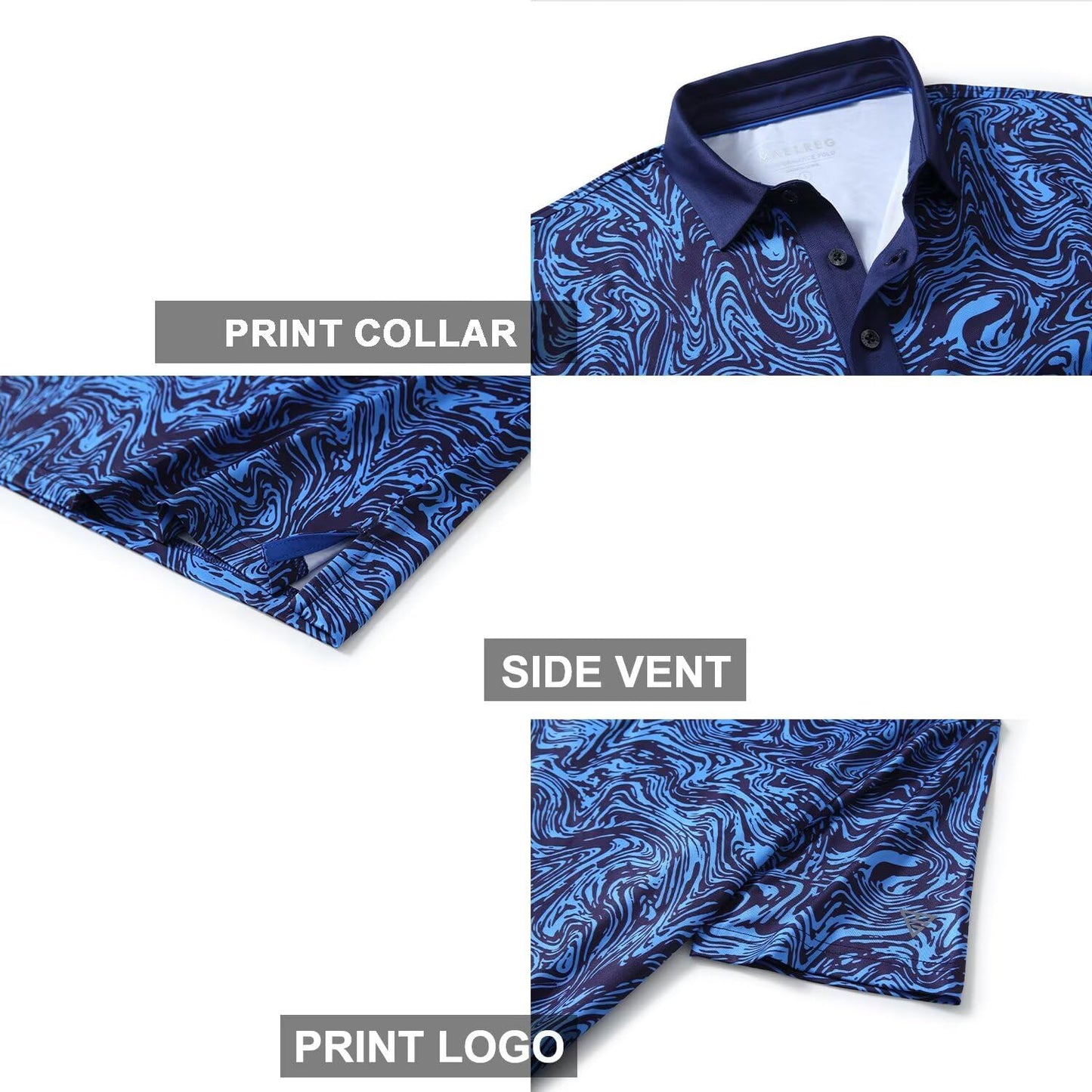 Men's Golf Polo Shirts Short Sleeve Striped Performance Moisture Wicking Dry Fit Golf Shirts for Men