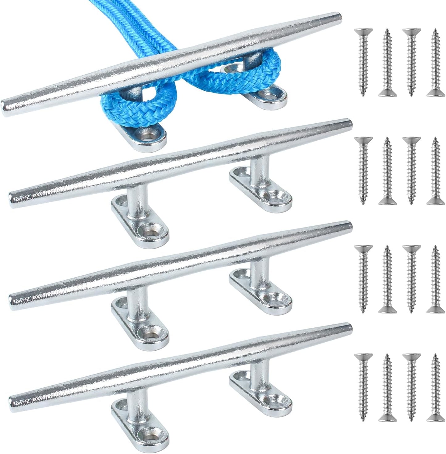 Chromium-Plated Boat Cleat, Boat Dock Cleats Open Base, Boat Cleats-Dock Cleat, Dock Cleats with Fasteners, Rope Cleat for Tying up Boats,Marine Decor(2Size,2Pack,4Pack)