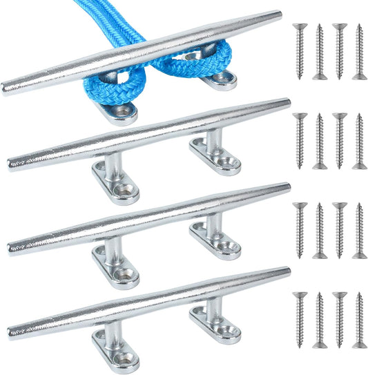 Chromium-Plated Boat Cleat, Boat Dock Cleats Open Base, Boat Cleats-Dock Cleat, Dock Cleats with Fasteners, Rope Cleat for Tying up Boats,Marine Decor(2Size,2Pack,4Pack)