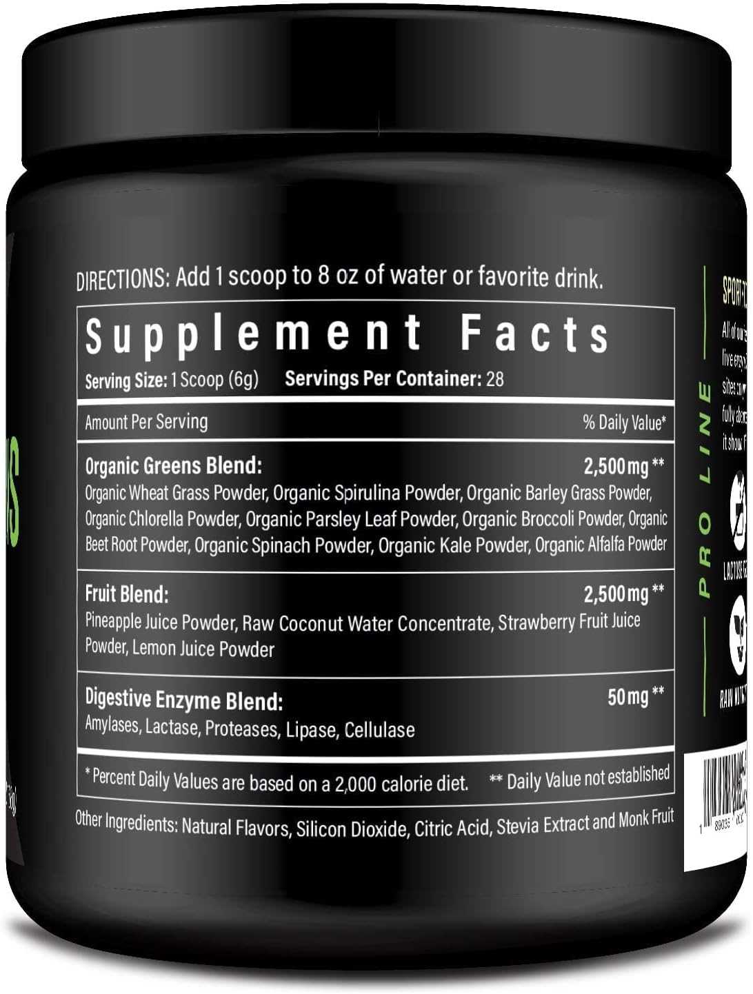 Organic Greens Superfood Powder, Cold Pressed Vegan and Keto Powder, Non-GMO, Low Calorie Daily Green Juice Powder