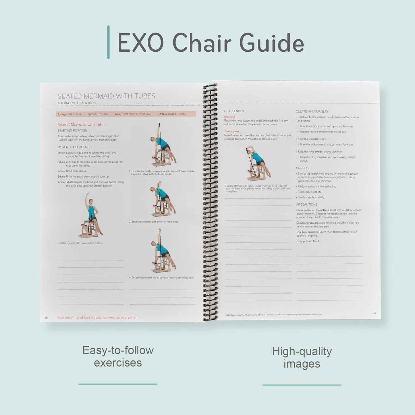 Balanced Body Exo Chair Guide, Pilates Exo Chair Guide for Workout Equipment, for Home Gym or Studio Use.
