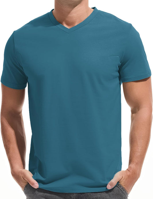 VEIISAR Premium V Neck T Shirts for Men - Modern Fitted Tees Vneck Undershirts