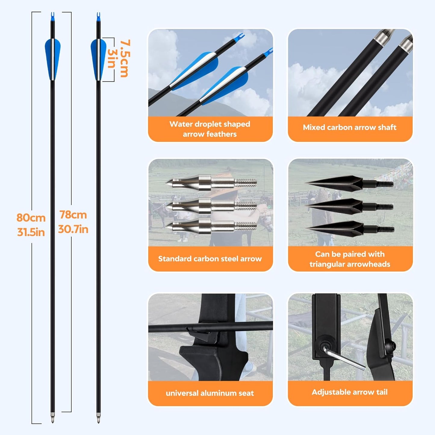 Recurve Bow and Arrow Set，Detachable Archery Adult Bow Left and Right Hands 40lbs /20lbs Suitable Adults/Youth/Beginners Outdoor Practicing