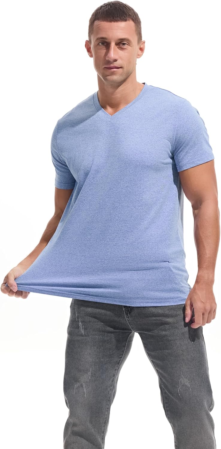 VEIISAR Premium V Neck T Shirts for Men - Modern Fitted Tees Vneck Undershirts