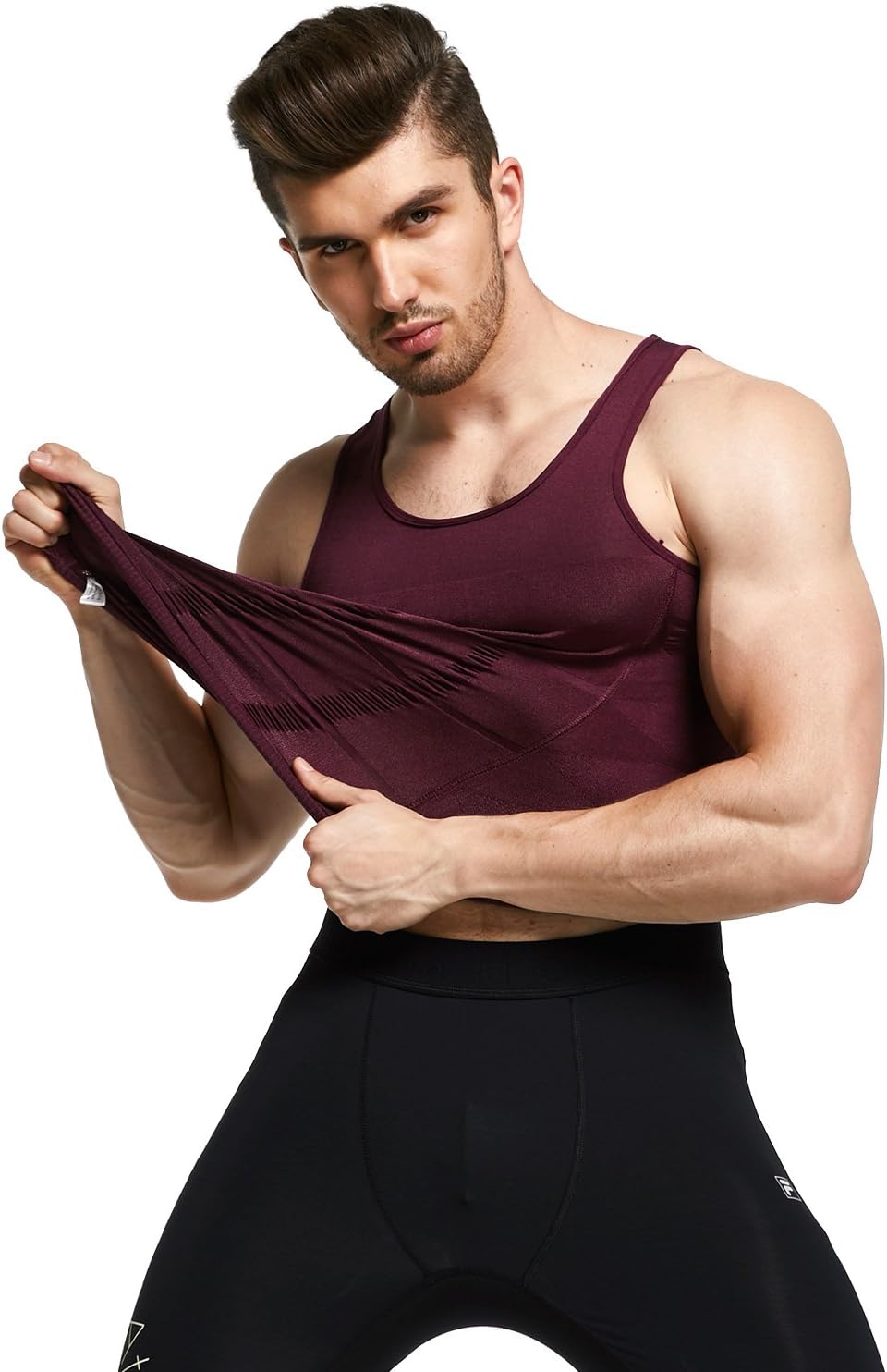GKVK Mens Slimming Body Shaper Vest Shirt Abs Abdomen Slim