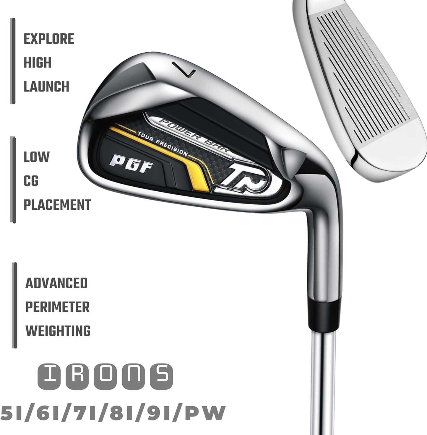 PGF Men's Gold TP Complete Golf Club Package Set [17-Pieces]