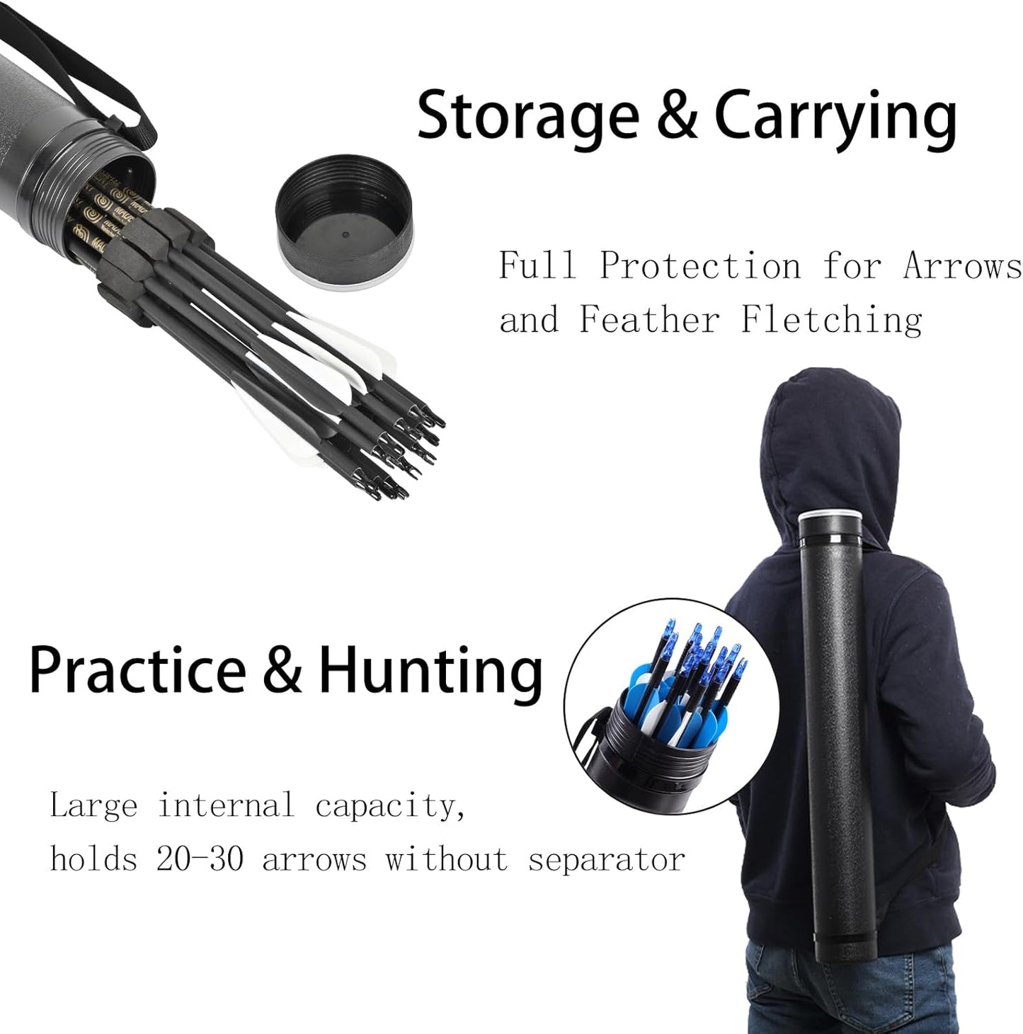 SOPOGER Archery Arrows for Compound Bow and Arrow Quiver Holder Tube, 31 Inch Arrows Practice Arrows for Recurve Bow 12 Packs, 500 Spine Hunting Arrows Carbon Fiber Target Arrow Accessories