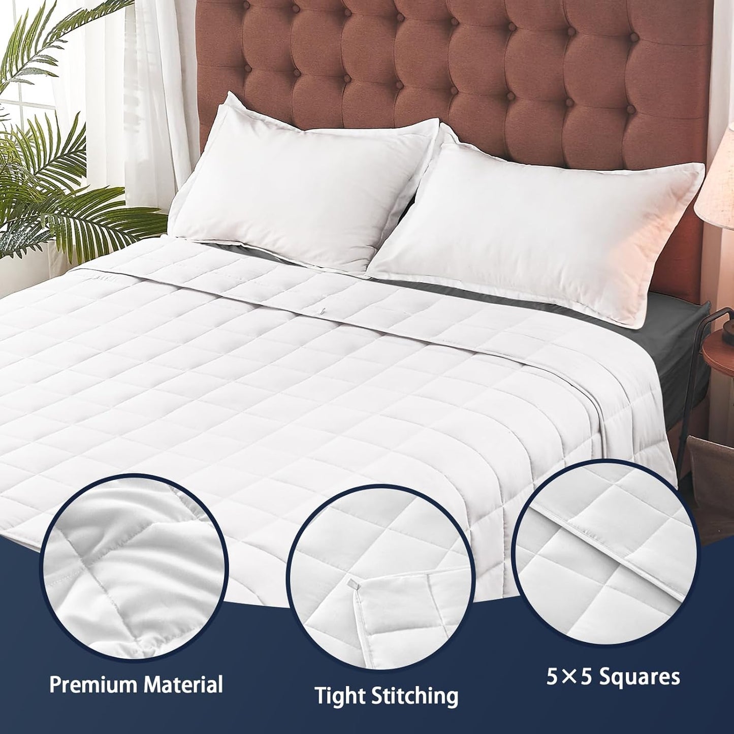 yescool Weighted Blanket for Adults (20 lbs, 88” x 104”, White) Cooling Heavy Blanket for Sleeping Perfect for 190-210 lbs, Queen Size Breathable Blanket with Premium Glass Bead, Machine Washable