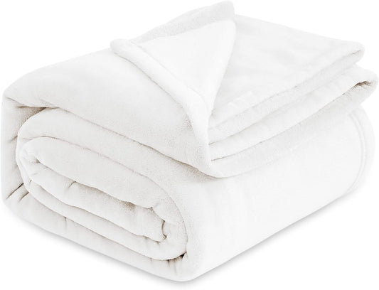 Bedsure Fleece Blanket California King White - Lightweight Plush Fuzzy Cozy Soft Bed Blankets, 102x96 inches